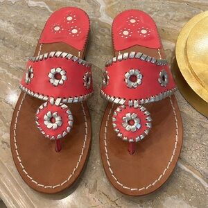 NWT Jack Rogers Pink and Platinum Sandals, Size 6